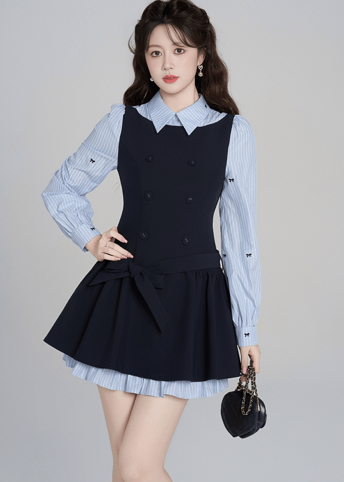 DOUBLE-BREASTED LAYERED DRESS - ANLEM