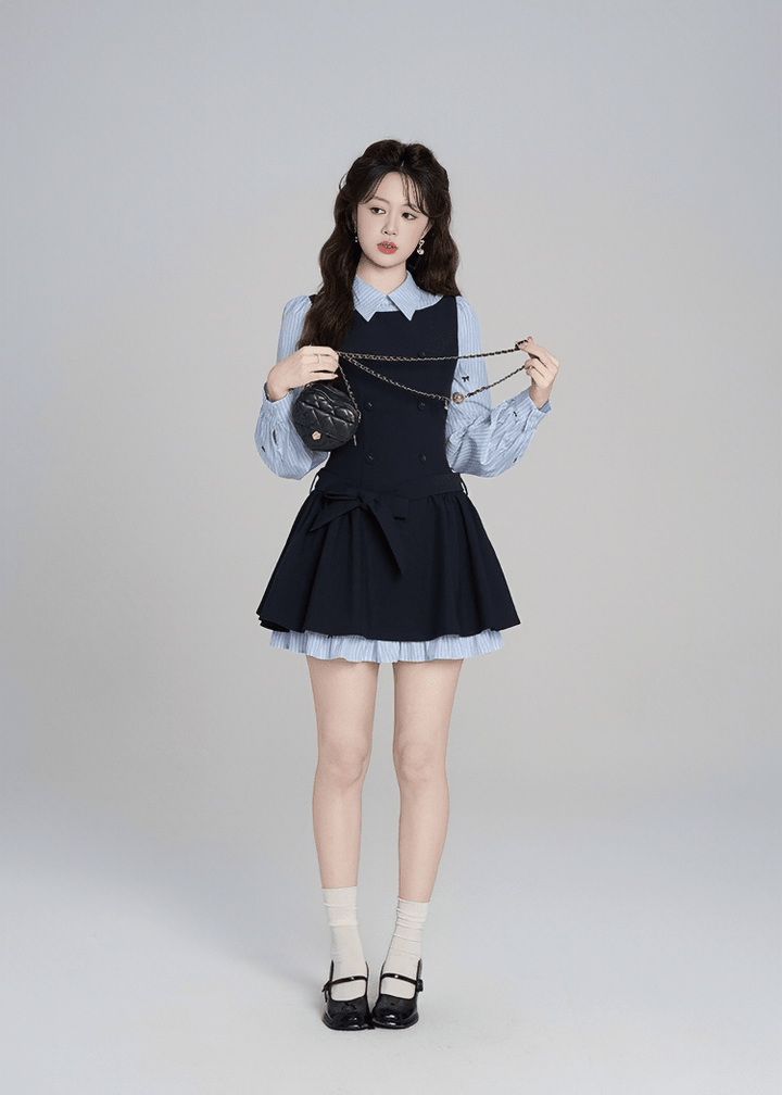 DOUBLE-BREASTED LAYERED DRESS - ANLEM