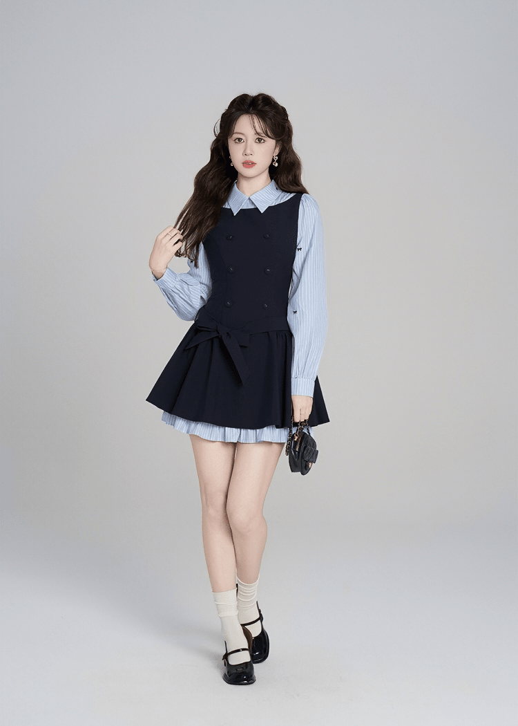 DOUBLE-BREASTED LAYERED DRESS - ANLEM