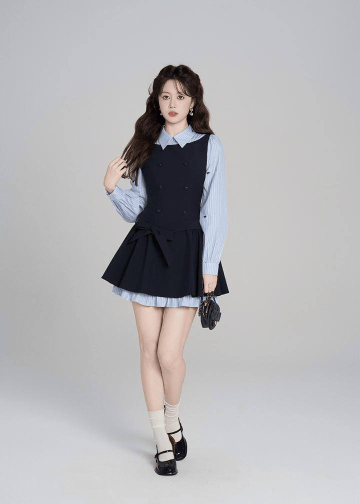 DOUBLE-BREASTED LAYERED DRESS - ANLEM