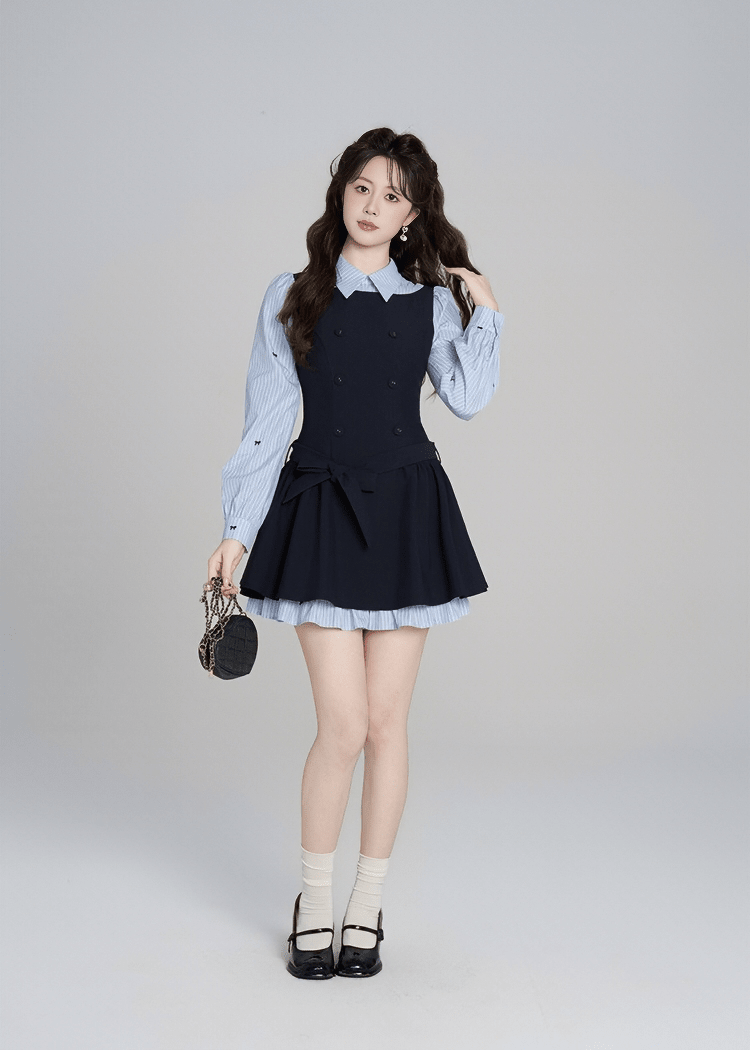DOUBLE-BREASTED LAYERED DRESS - ANLEM