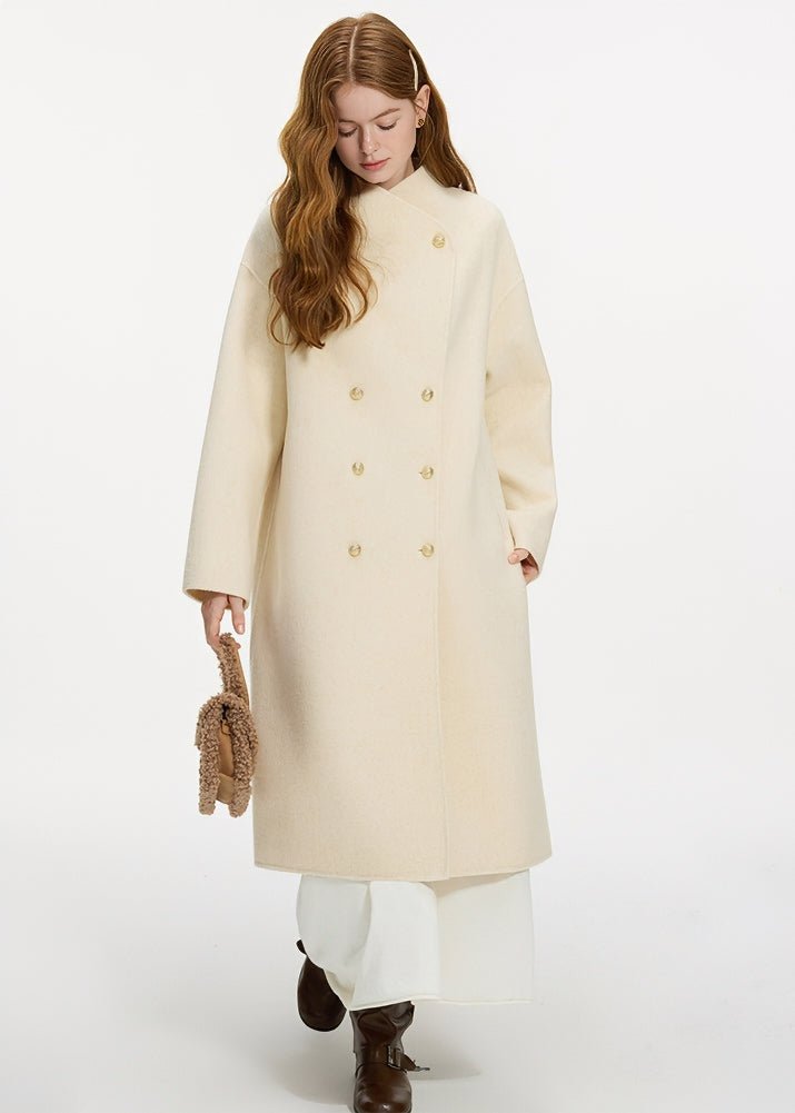 DOUBLE - BREASTED STAND COLLAR COAT - ANLEM