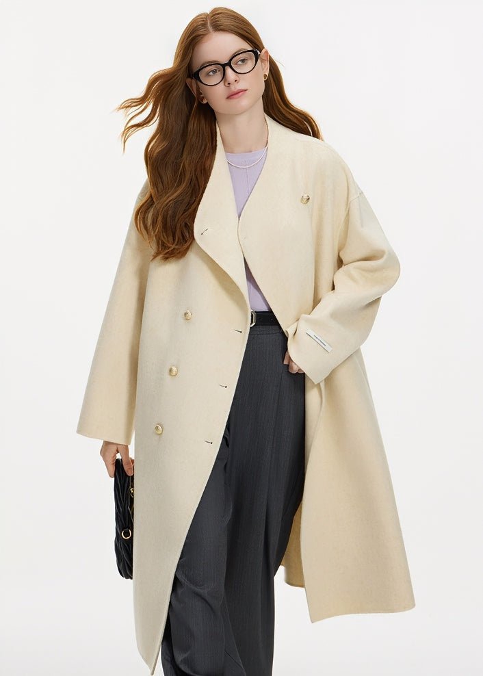 DOUBLE - BREASTED STAND COLLAR COAT - ANLEM