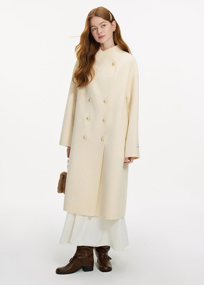 DOUBLE - BREASTED STAND COLLAR COAT - ANLEM