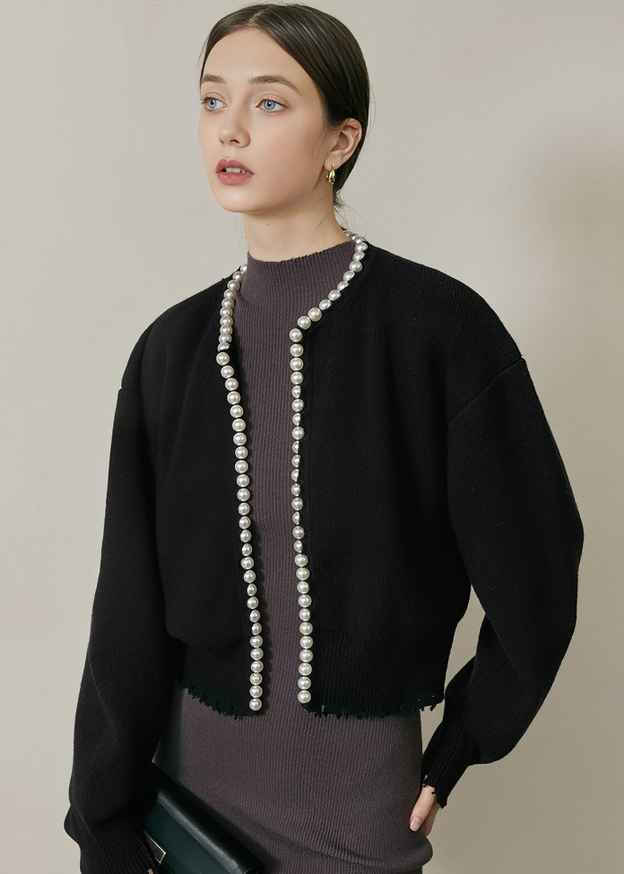 DROP PEARL SHORT JACKET - ANLEM