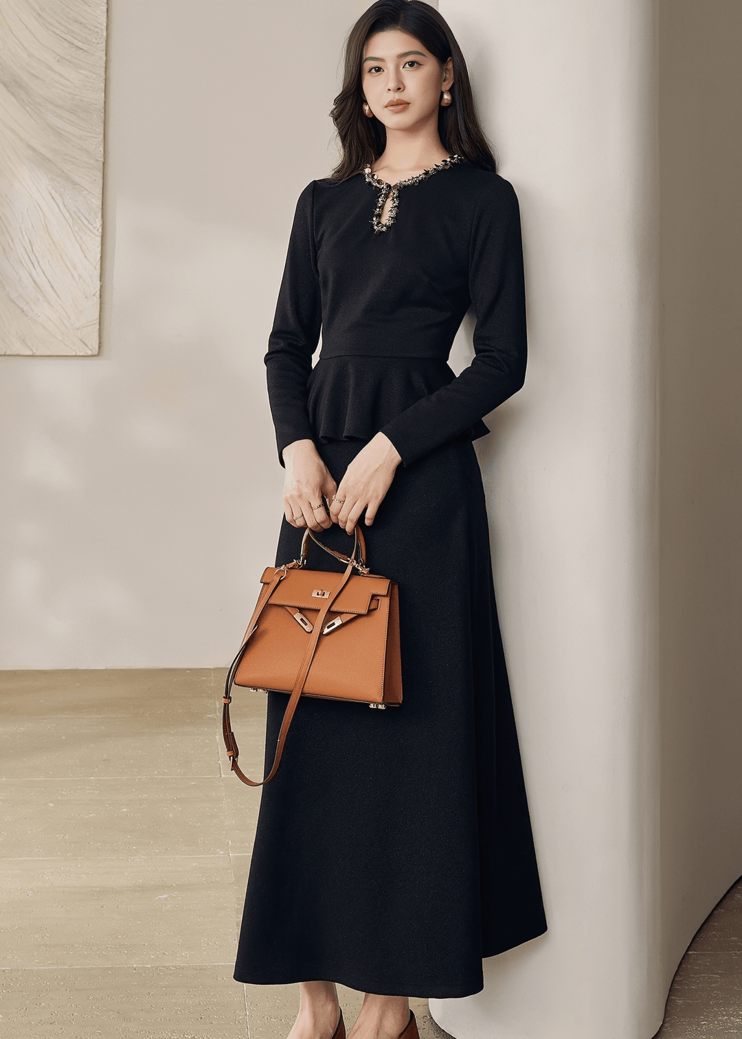 ELEGANT BEADED PEPLUM TOP&SKIRT - ANLEM