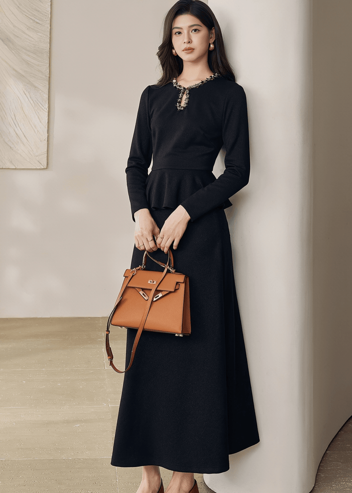 ELEGANT BEADED PEPLUM TOP&SKIRT - ANLEM