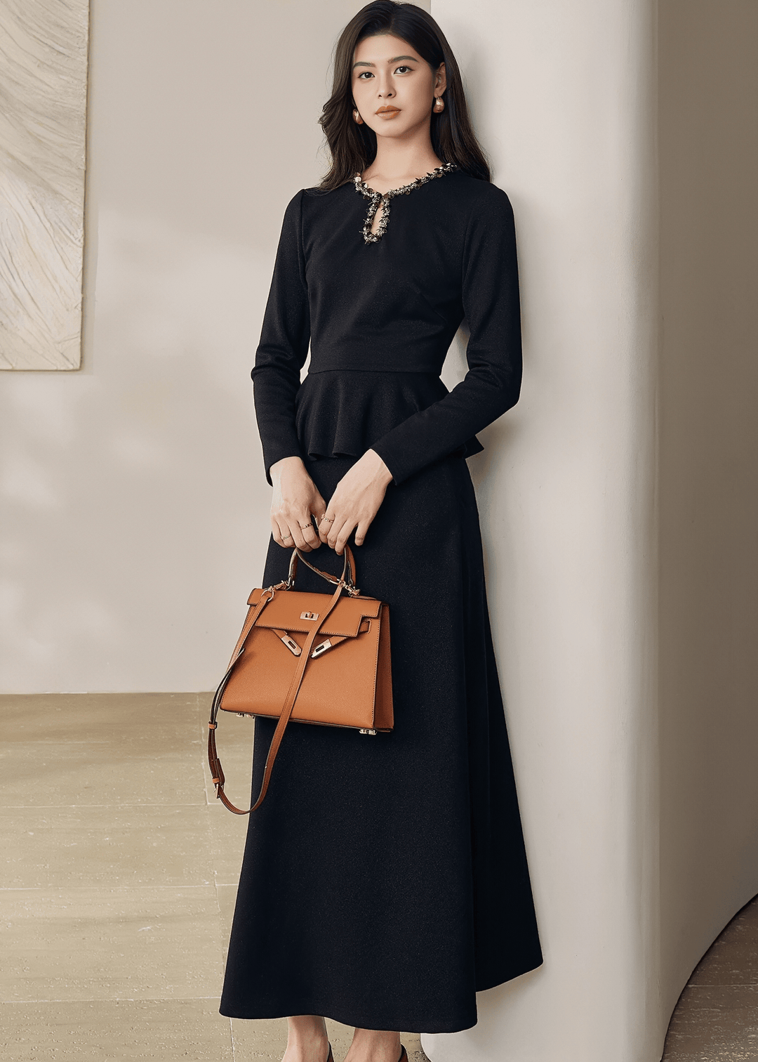 ELEGANT BEADED PEPLUM TOP&SKIRT - ANLEM