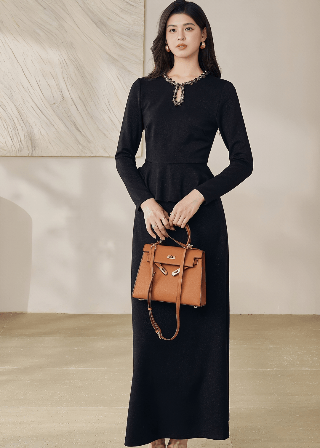 ELEGANT BEADED PEPLUM TOP&SKIRT - ANLEM