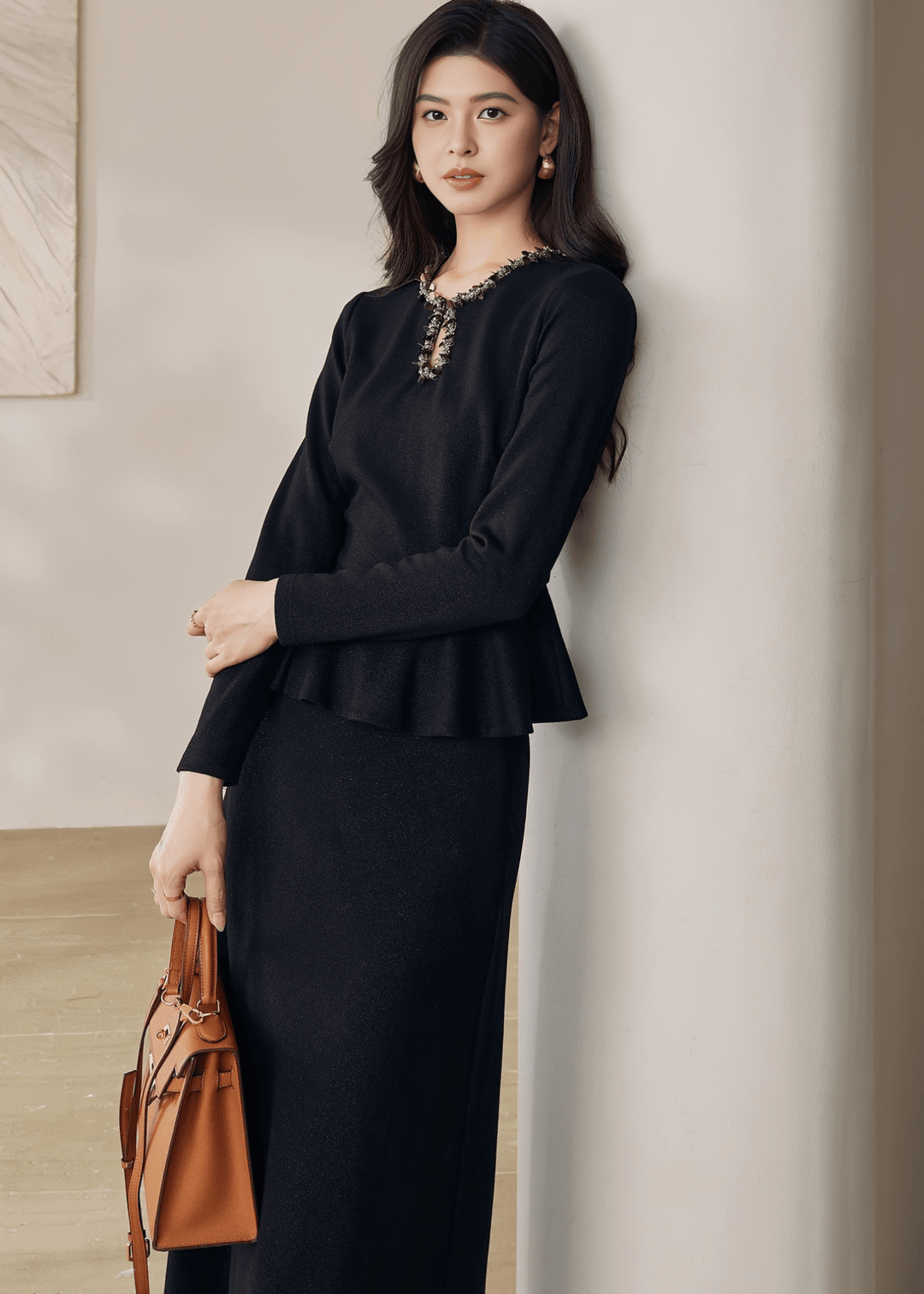 ELEGANT BEADED PEPLUM TOP&SKIRT - ANLEM