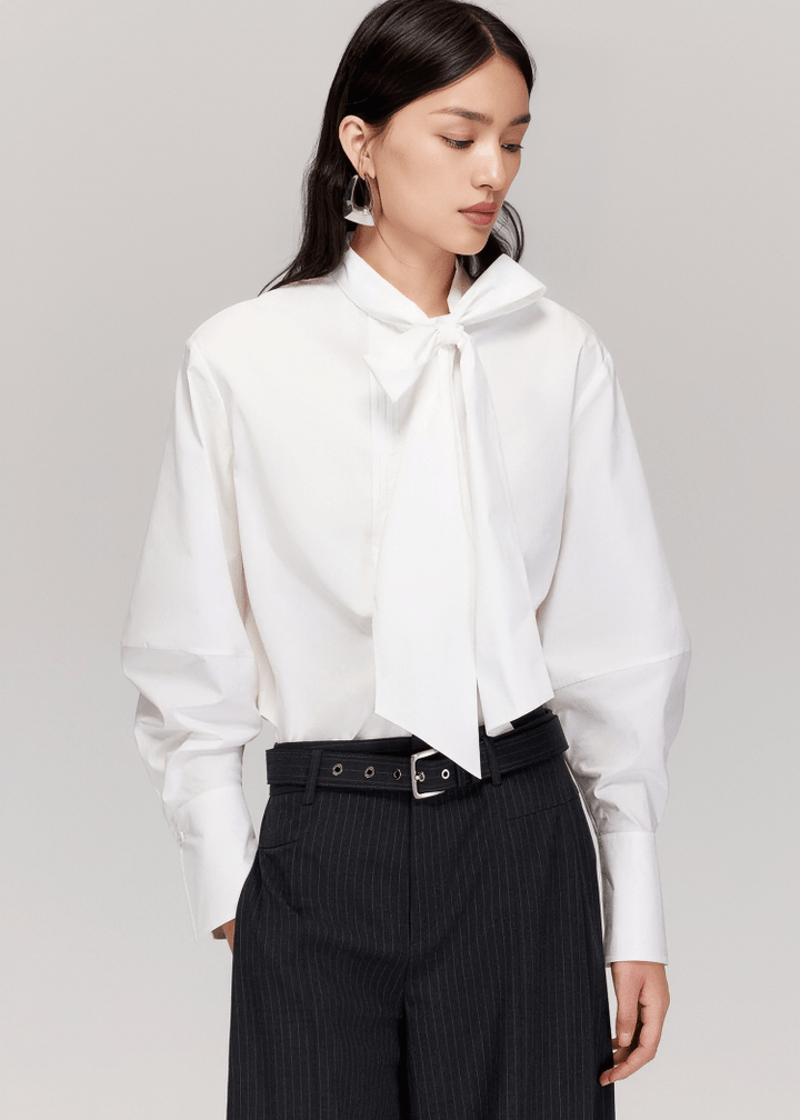 ELEGANT BOW - NECK OVERSIZED SHIRT - ANLEM