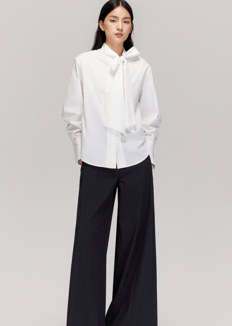 ELEGANT BOW - NECK OVERSIZED SHIRT - ANLEM