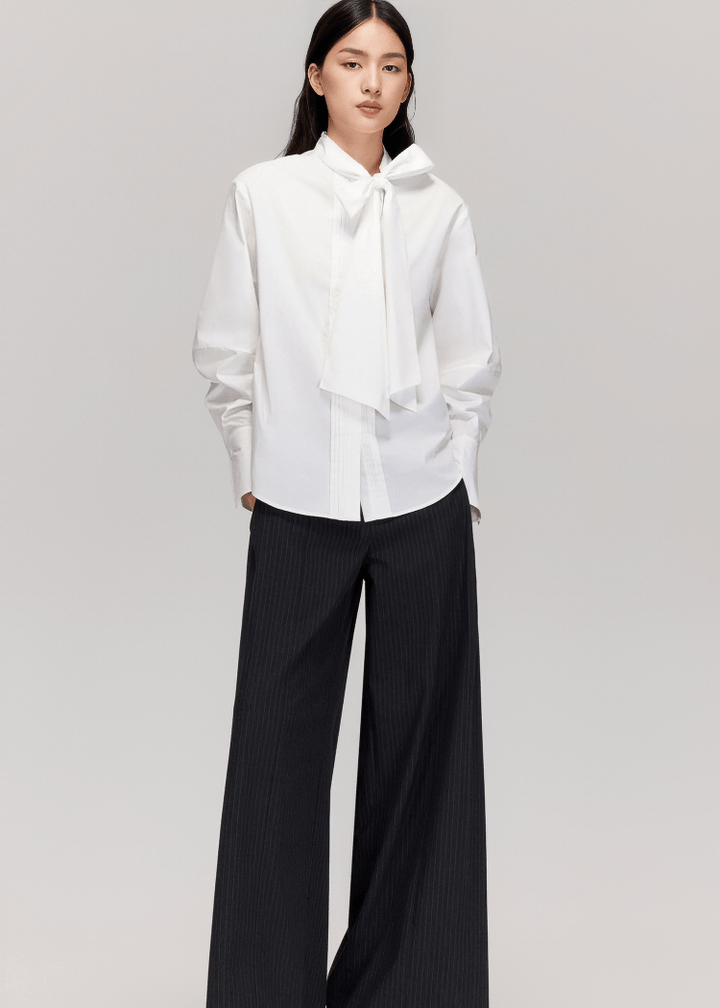 ELEGANT BOW - NECK OVERSIZED SHIRT - ANLEM