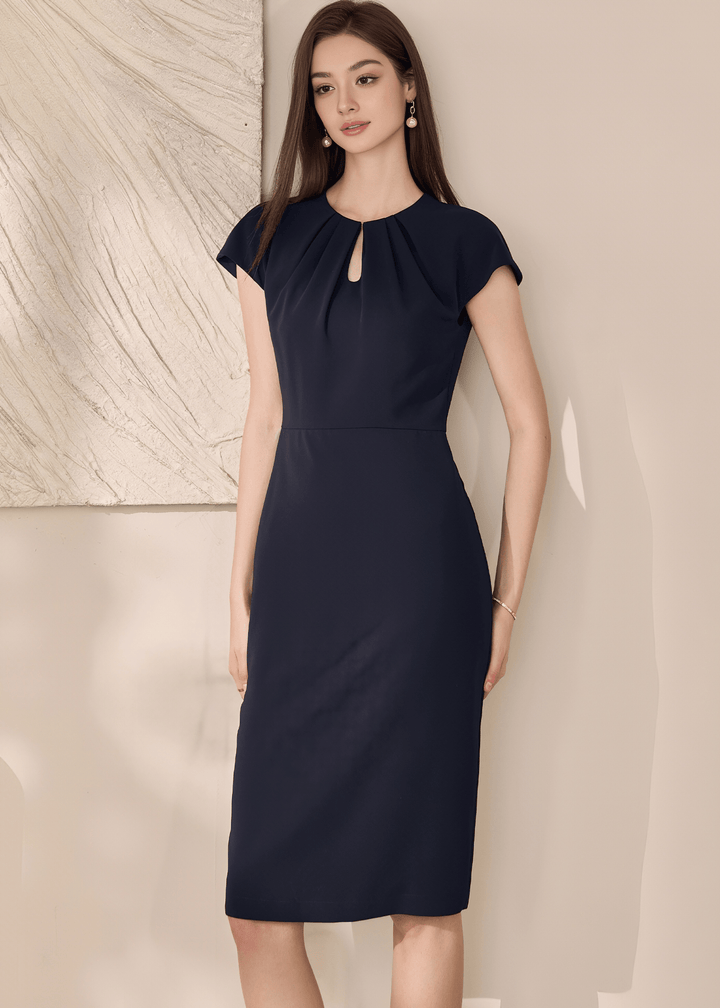 ELEGANT KEYHOLE NECKLINE PENCIL DRESS - ANLEM