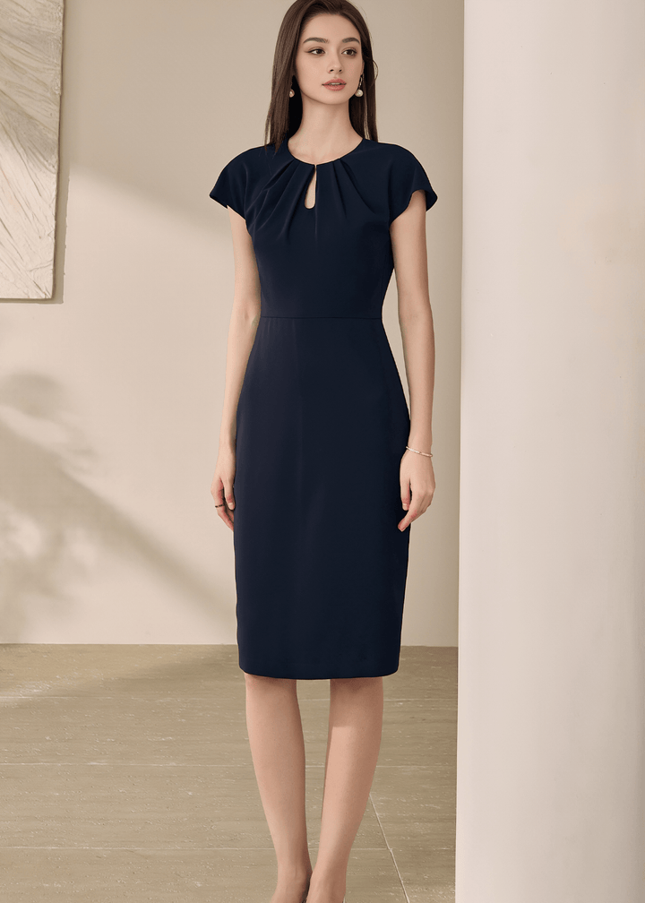ELEGANT KEYHOLE NECKLINE PENCIL DRESS - ANLEM