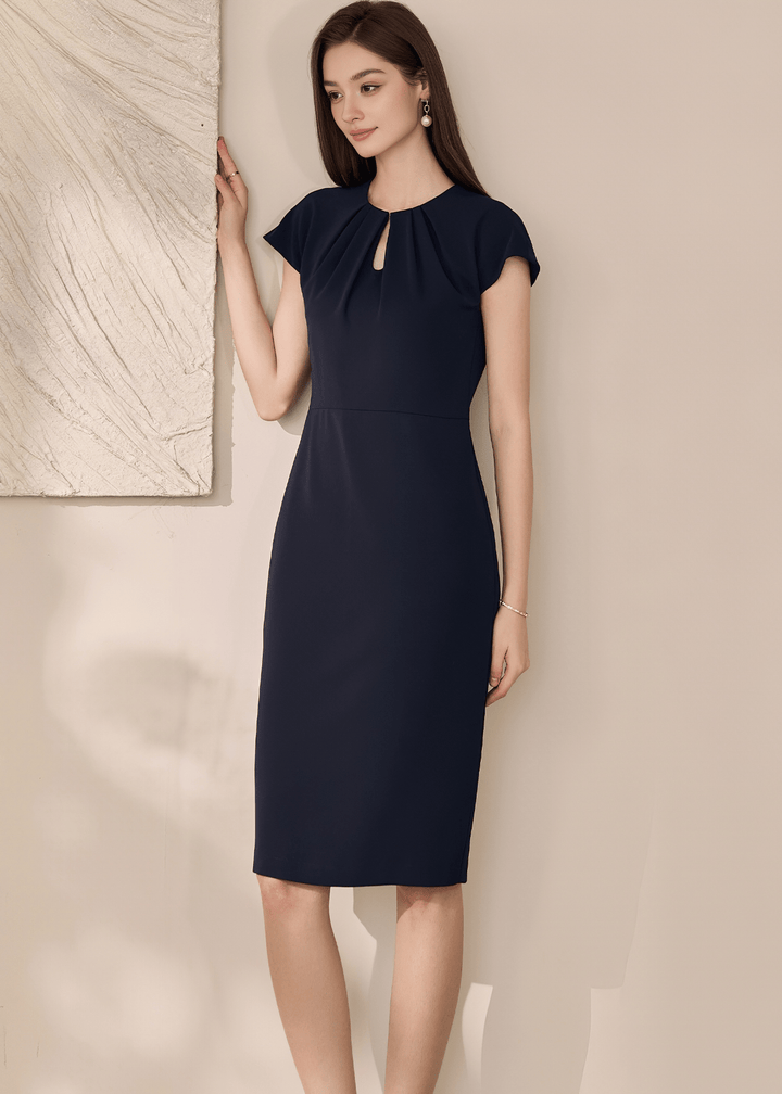 ELEGANT KEYHOLE NECKLINE PENCIL DRESS - ANLEM