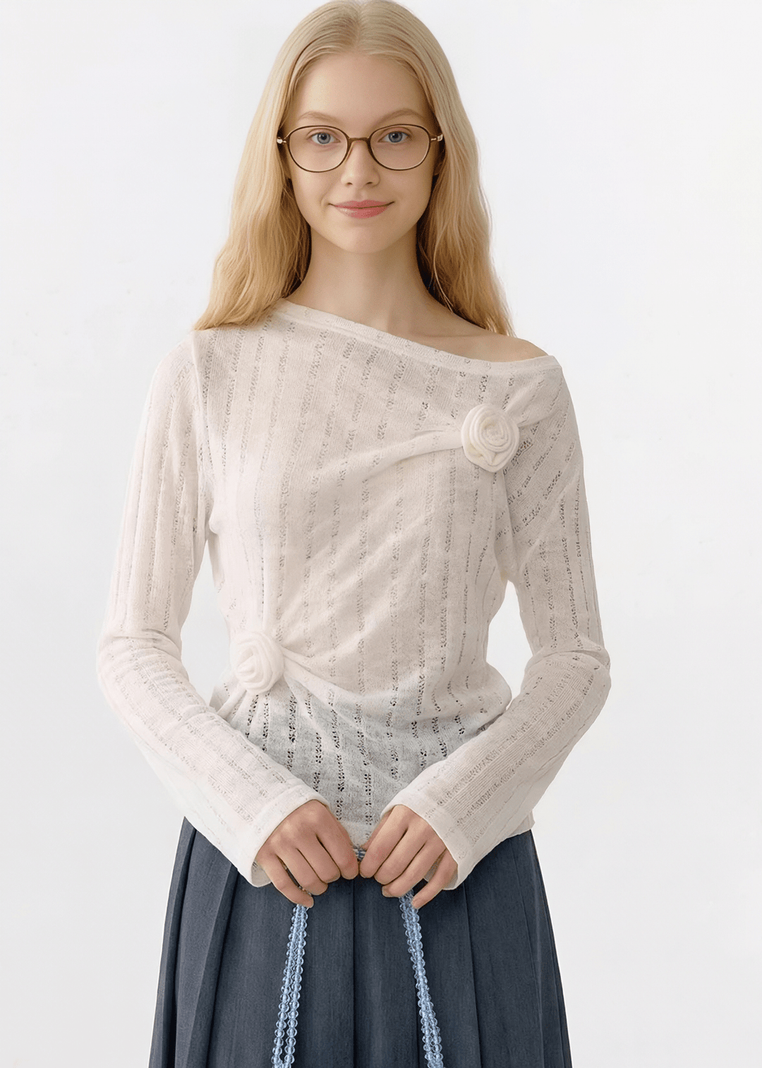 EMBROIDERED LACE PUFF SLEEVE TOP - ANLEM