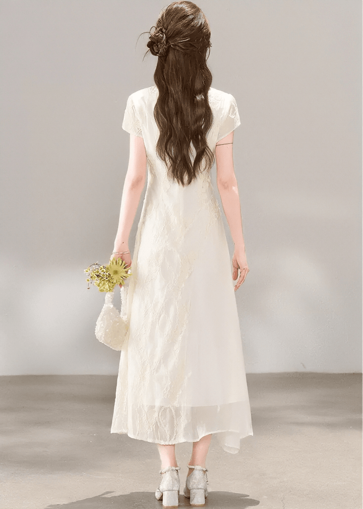EMBROIDERED MANDARIN COLLAR DRESS - ANLEM