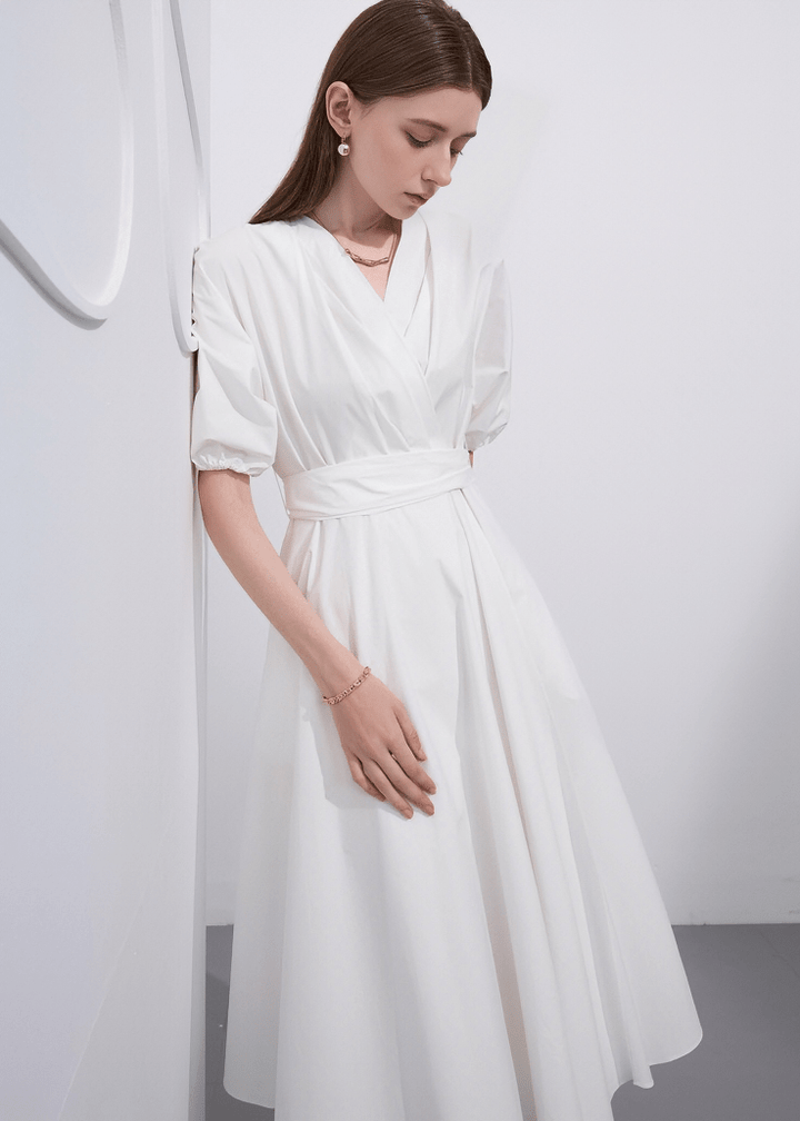 ETHEREAL WRAP MIDI DRESS - ANLEM