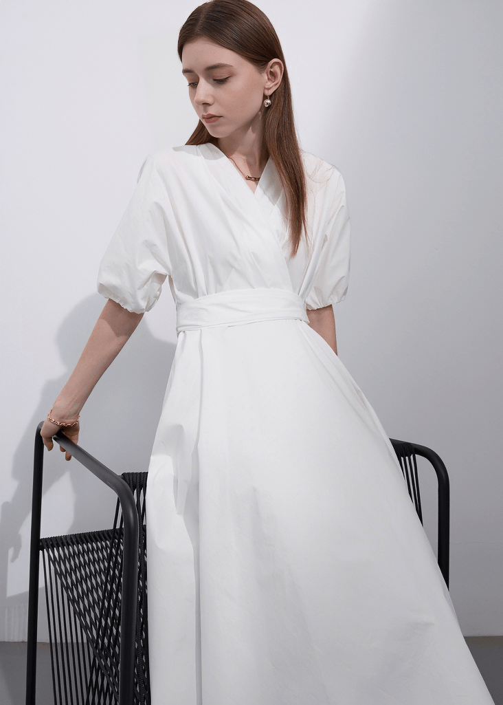 ETHEREAL WRAP MIDI DRESS - ANLEM