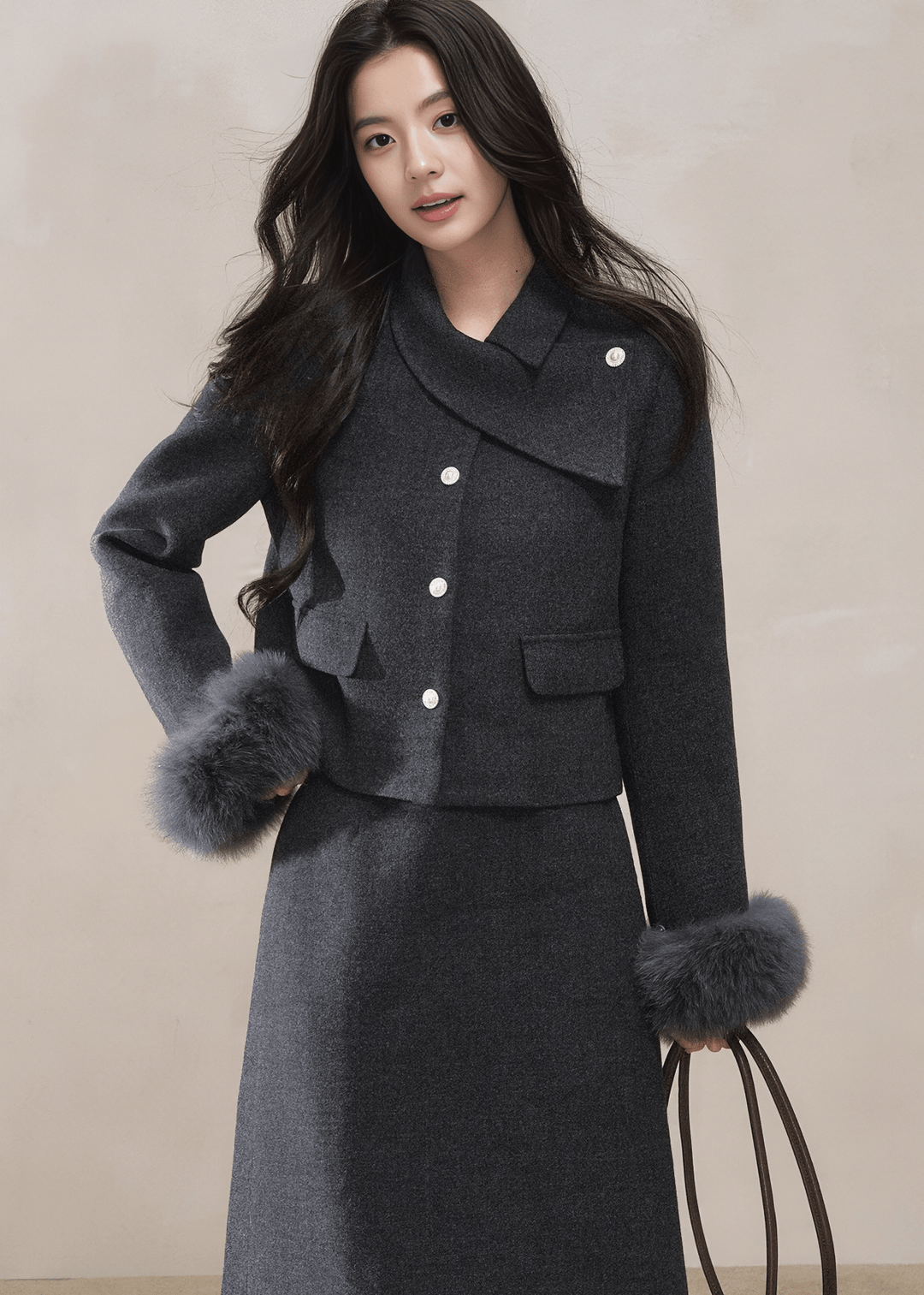 FAUX FUR CUFF JACKET&SKIRT - ANLEM