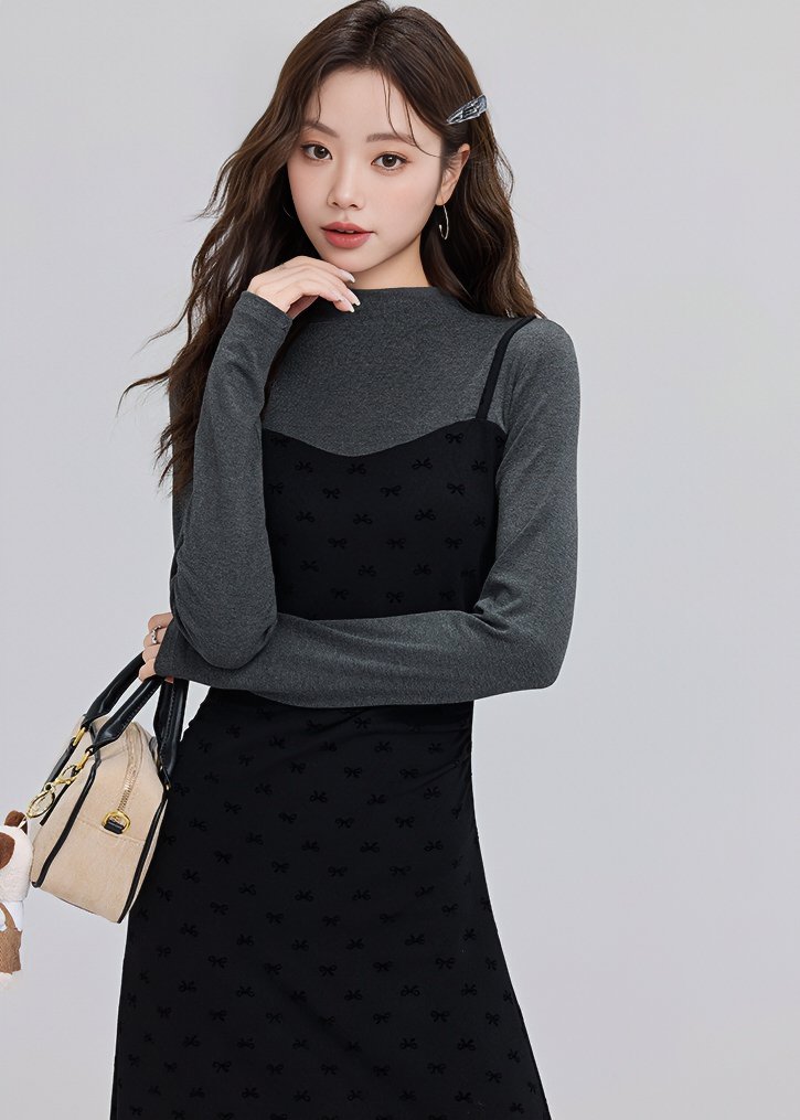 FAUX TWO PIECE KNIT DRESS - ANLEM