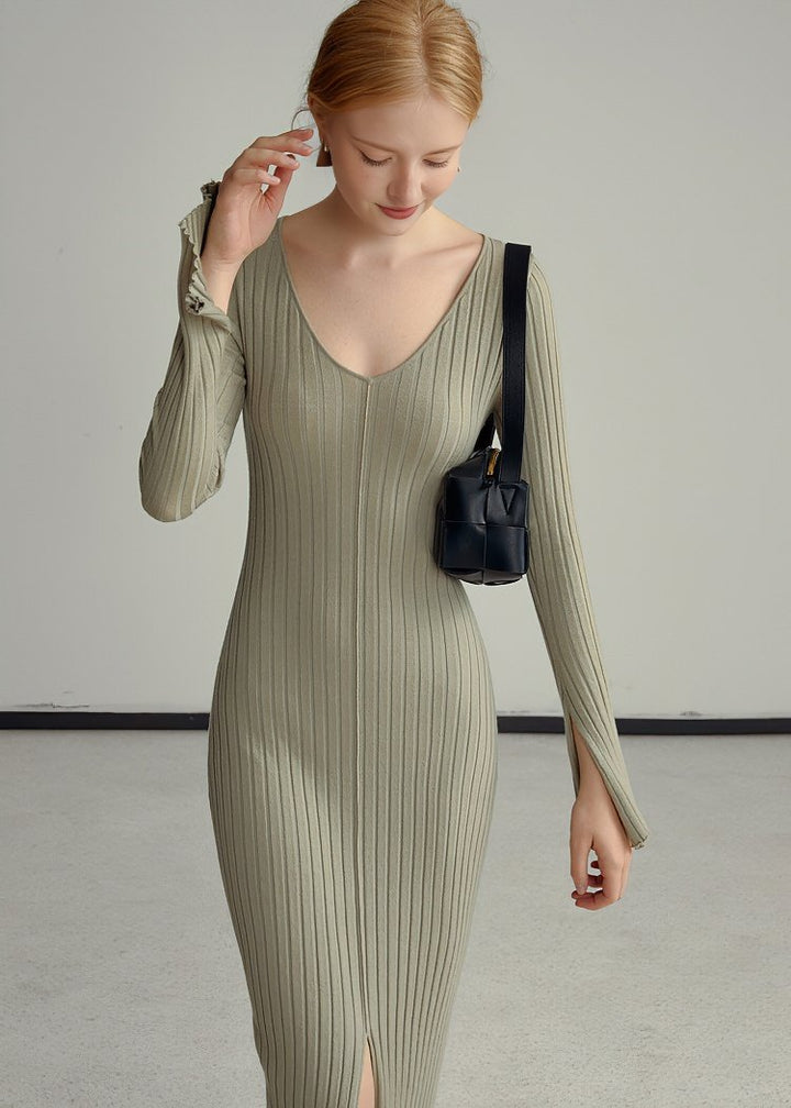 FLARE SLEEVE SLIT DRESS - ANLEM