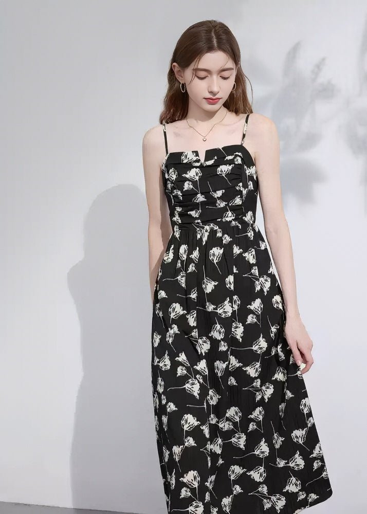 FLORAL A - LINE SUSPENDER DRESS - ANLEM