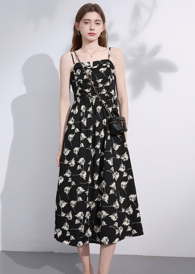 FLORAL A - LINE SUSPENDER DRESS - ANLEM