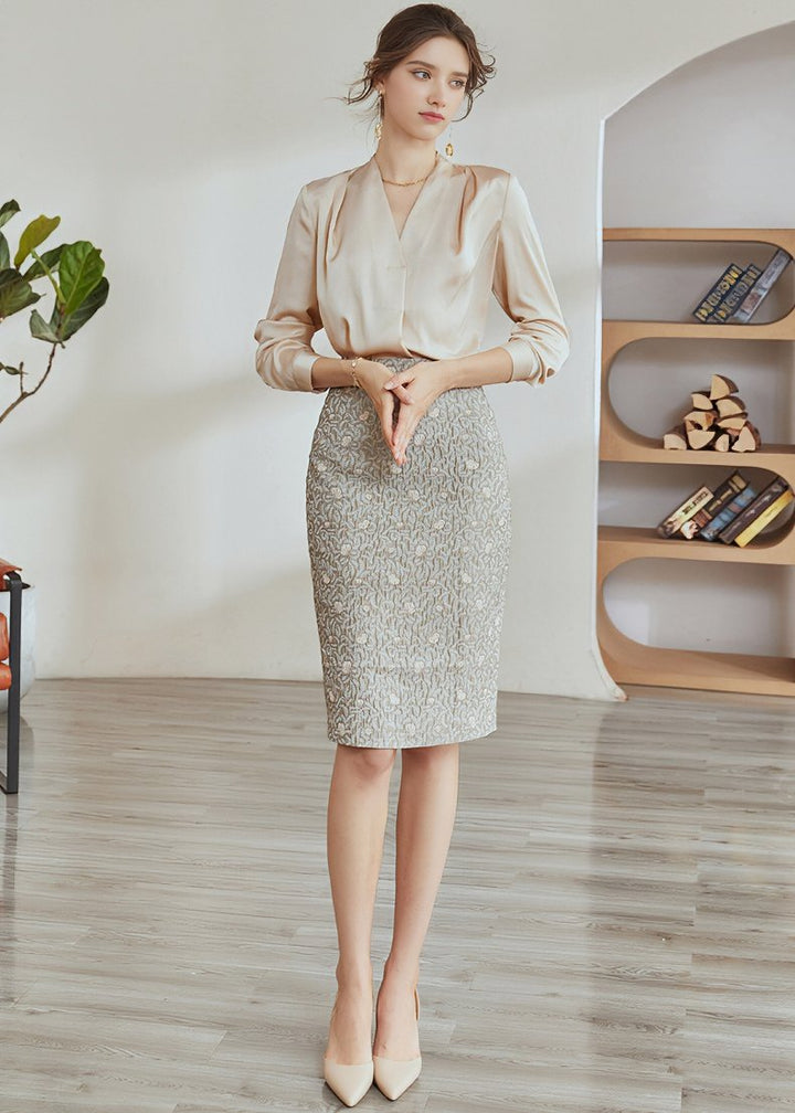 FLOWER JACQUARD SKIRT - ANLEM