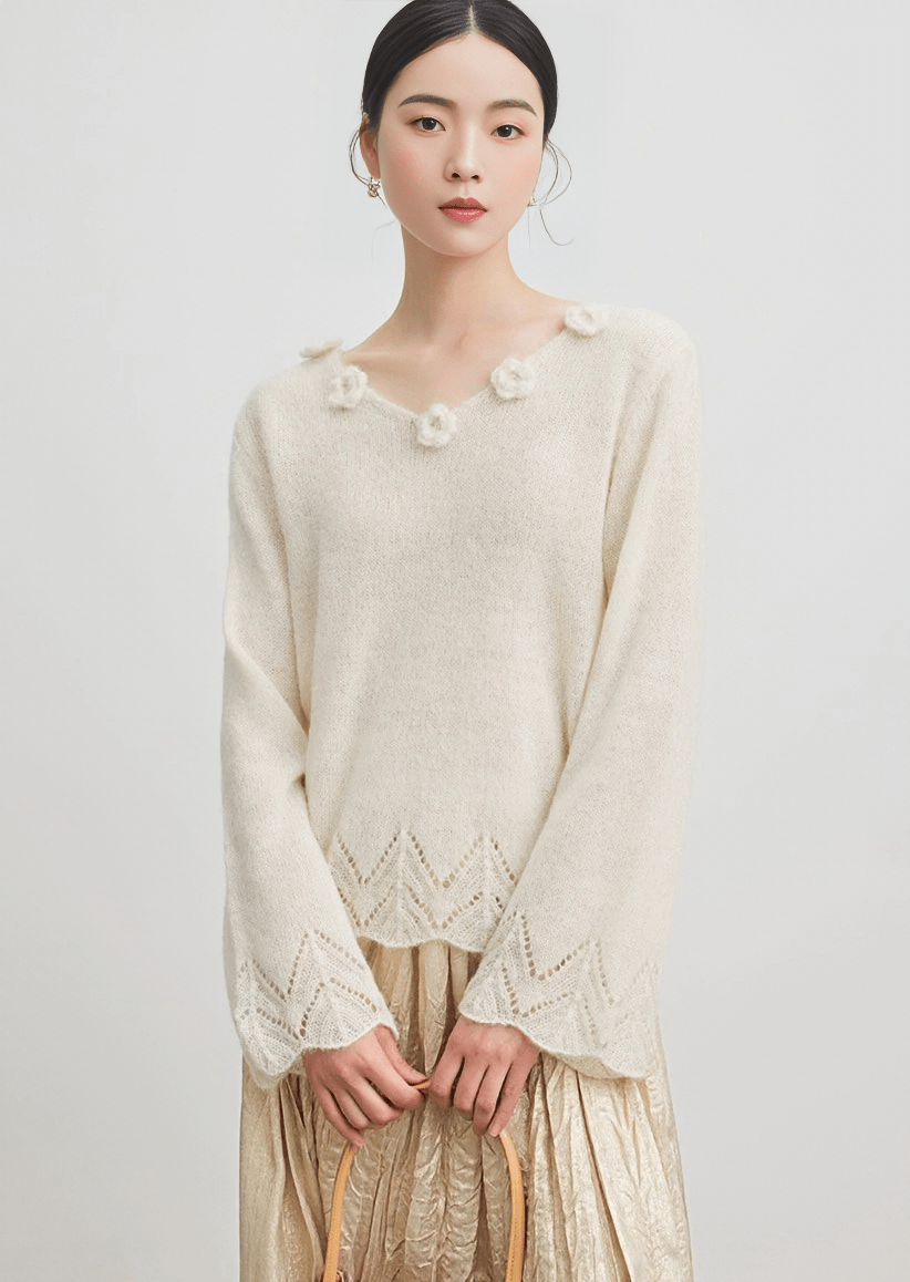 FLOWER KNIT PULLOVER - ANLEM