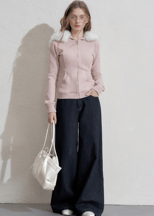 FUR HOOD ZIP HOODIE - ANLEM