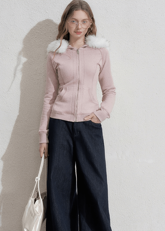 FUR HOOD ZIP HOODIE - ANLEM