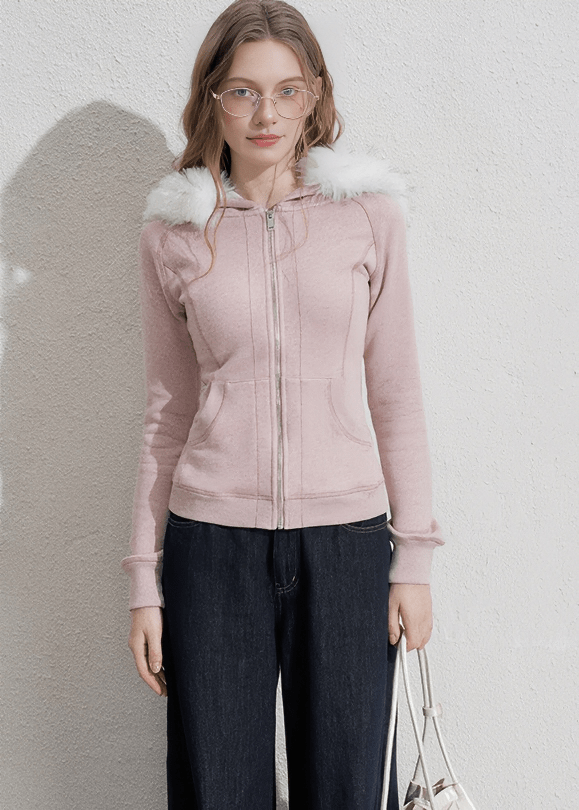 FUR HOOD ZIP HOODIE - ANLEM