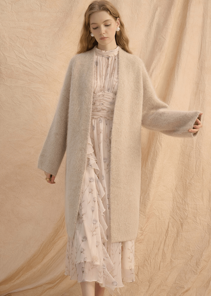 GATHERED HIGH - NECK ELEGANT FLOW DRESS - ANLEM