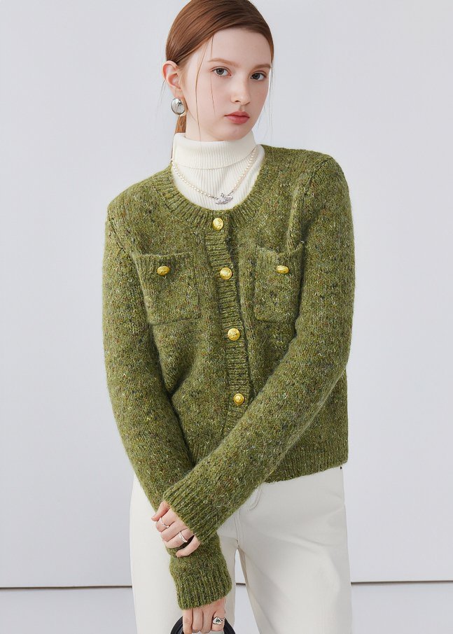 GOLD BUTTON KNIT CARDIGAN - ANLEM