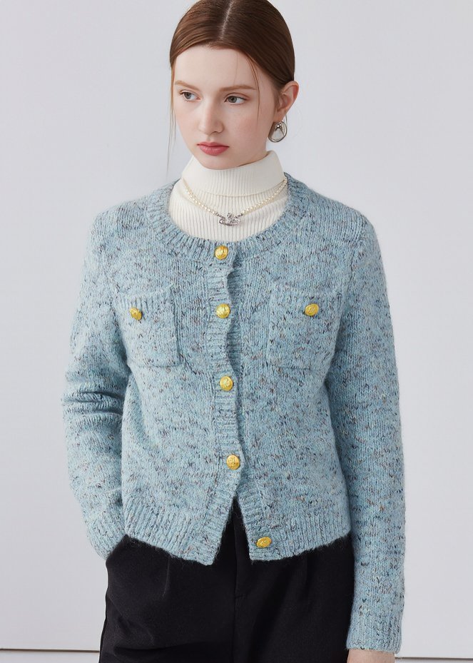 GOLD BUTTON KNIT CARDIGAN - ANLEM