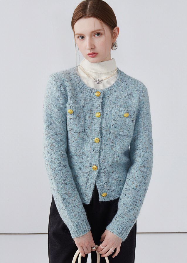 GOLD BUTTON KNIT CARDIGAN - ANLEM