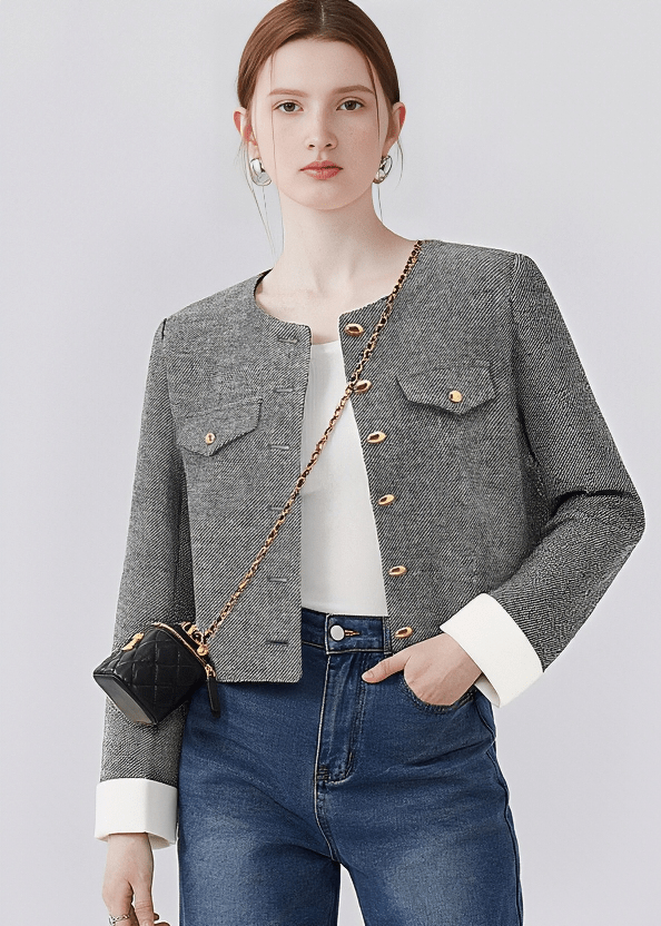 GOLD BUTTON NO COLLAR JACKET - ANLEM