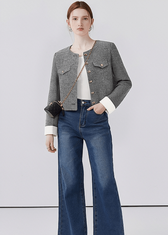GOLD BUTTON NO COLLAR JACKET - ANLEM