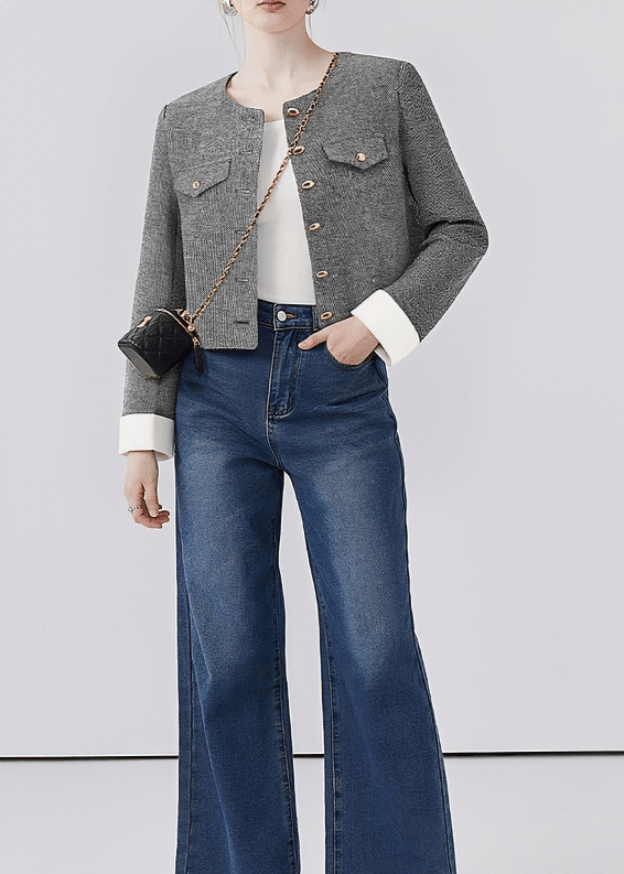 GOLD BUTTON NO COLLAR JACKET - ANLEM