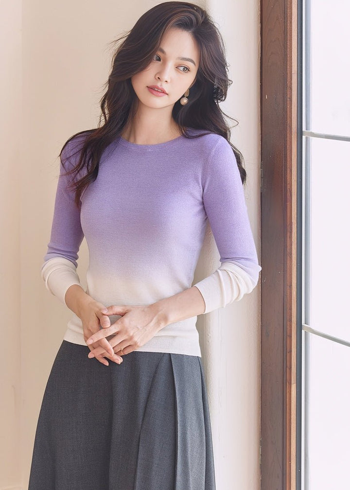 GRADIENT COLOR SLIM FIT SWEATER - ANLEM