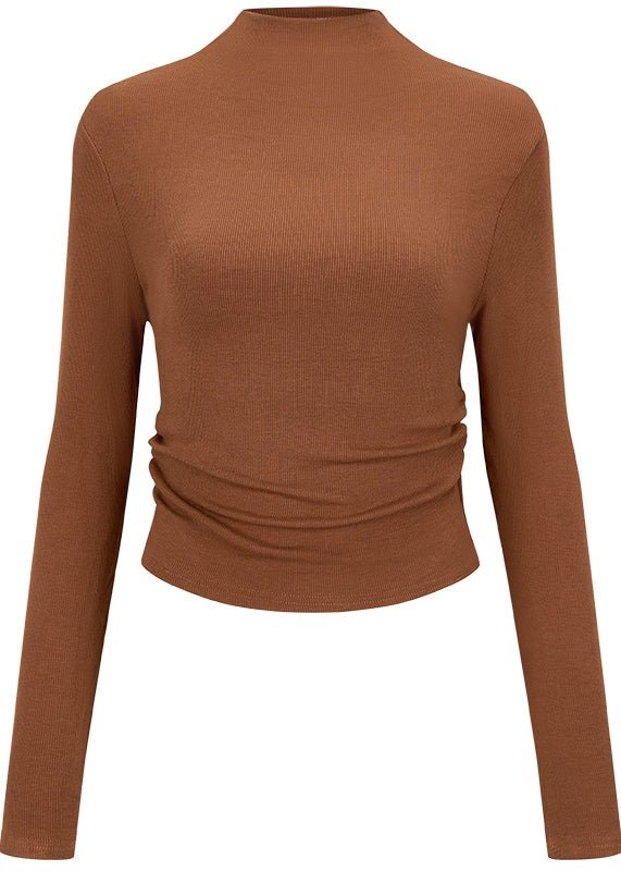 HALF TURTLENECK GATHERED KNIT TOPS - ANLEM