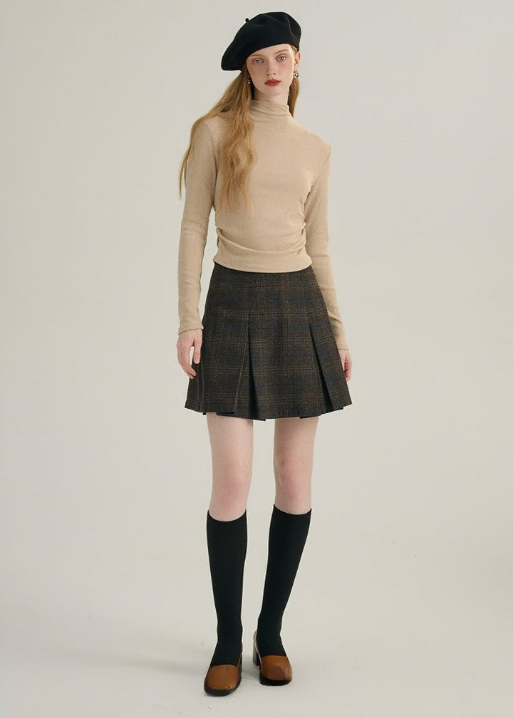 HALF TURTLENECK GATHERED KNIT TOPS - ANLEM