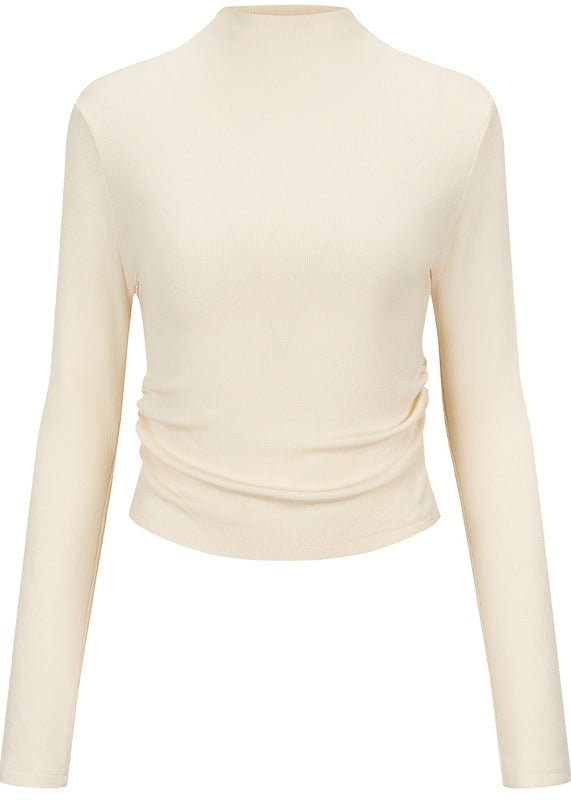 HALF TURTLENECK GATHERED KNIT TOPS - ANLEM