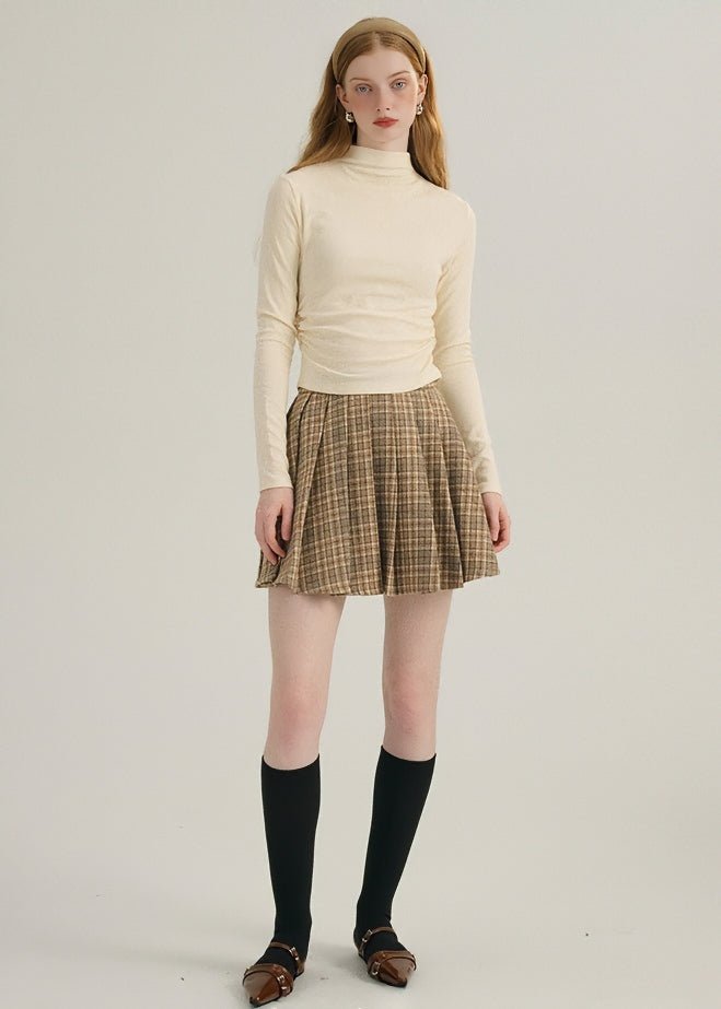 HALF TURTLENECK GATHERED KNIT TOPS - ANLEM