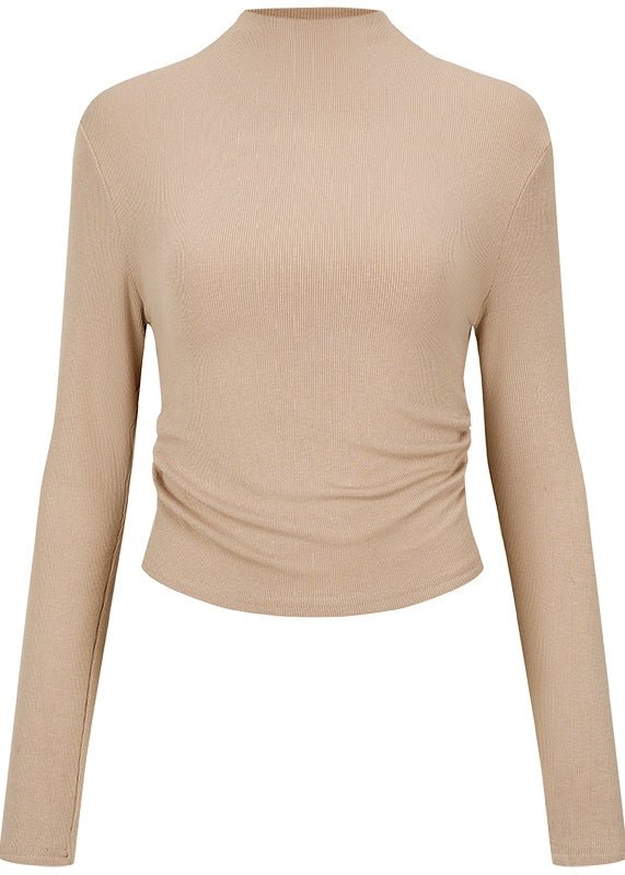 HALF TURTLENECK GATHERED KNIT TOPS - ANLEM