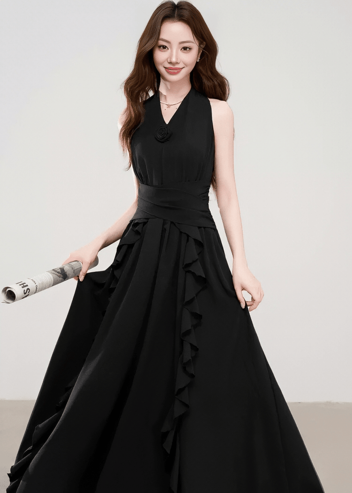 HALTER NECK RUFFLE DRESS - ANLEM