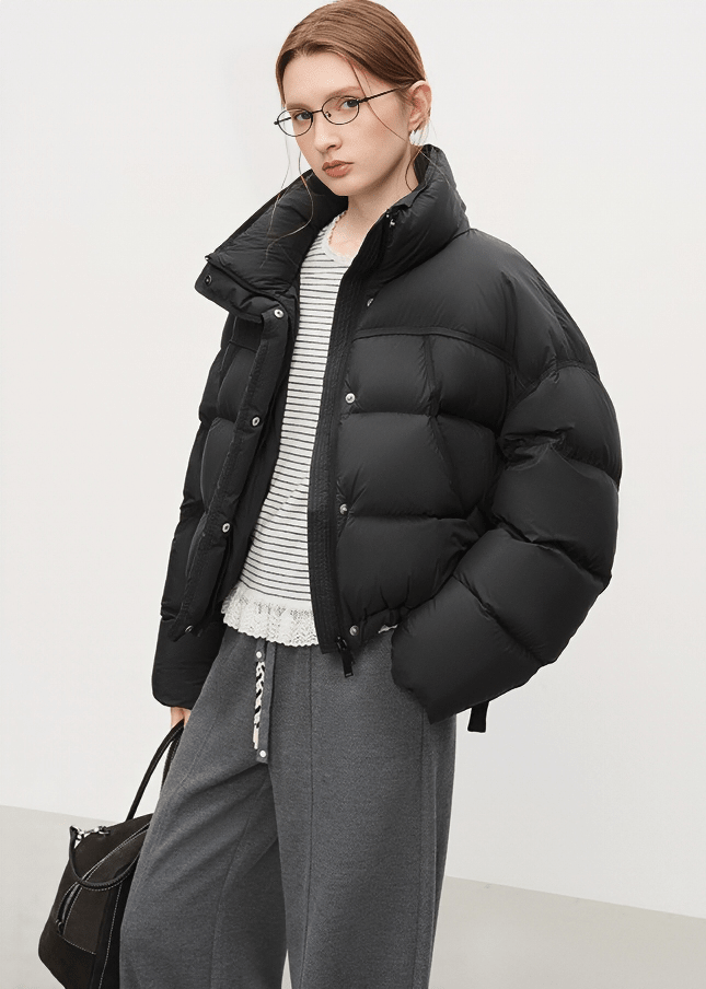 HIGH NECK SHORT PUFFER JACKET - ANLEM