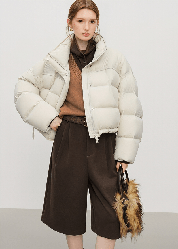 HIGH NECK SHORT PUFFER JACKET - ANLEM